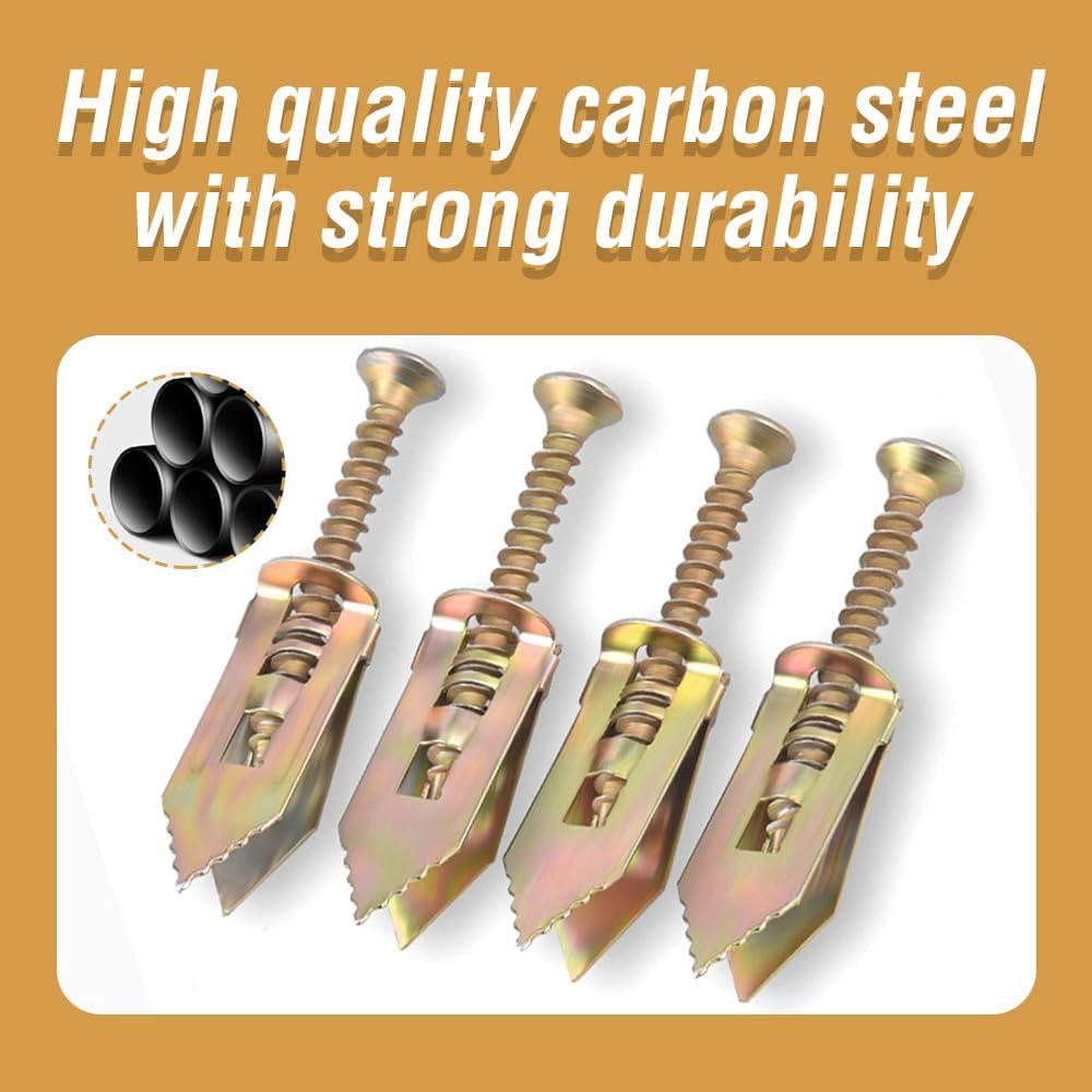 150 Set Self Drilling Drywall Anchors, Zinc Plated Steel Self-Drilling Anchors, Drywall Self-Drilling Anchors with Screws Kit, Self-Drilling Anchors Screws, for Tv, Shelf Straps, Bike, Cabinets