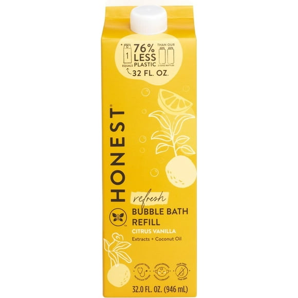 The Honest Company Foaming Bubble Bath Refill Carton | Gentle for Baby | Naturally Derived, Tear-Free, Hypoallergenic | Citrus Vanilla Refresh, 32 fl oz