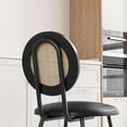 thumbnail image 6 of EastVita Set of 2 Black Metal Dining Chairs with Hand-Woven Rattan Backrest and Faux Leather Seat, 6 of 8