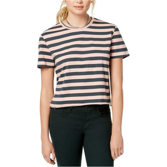 Rebellious One Womens Striped Basic T-Shirt, Pink, Medium
