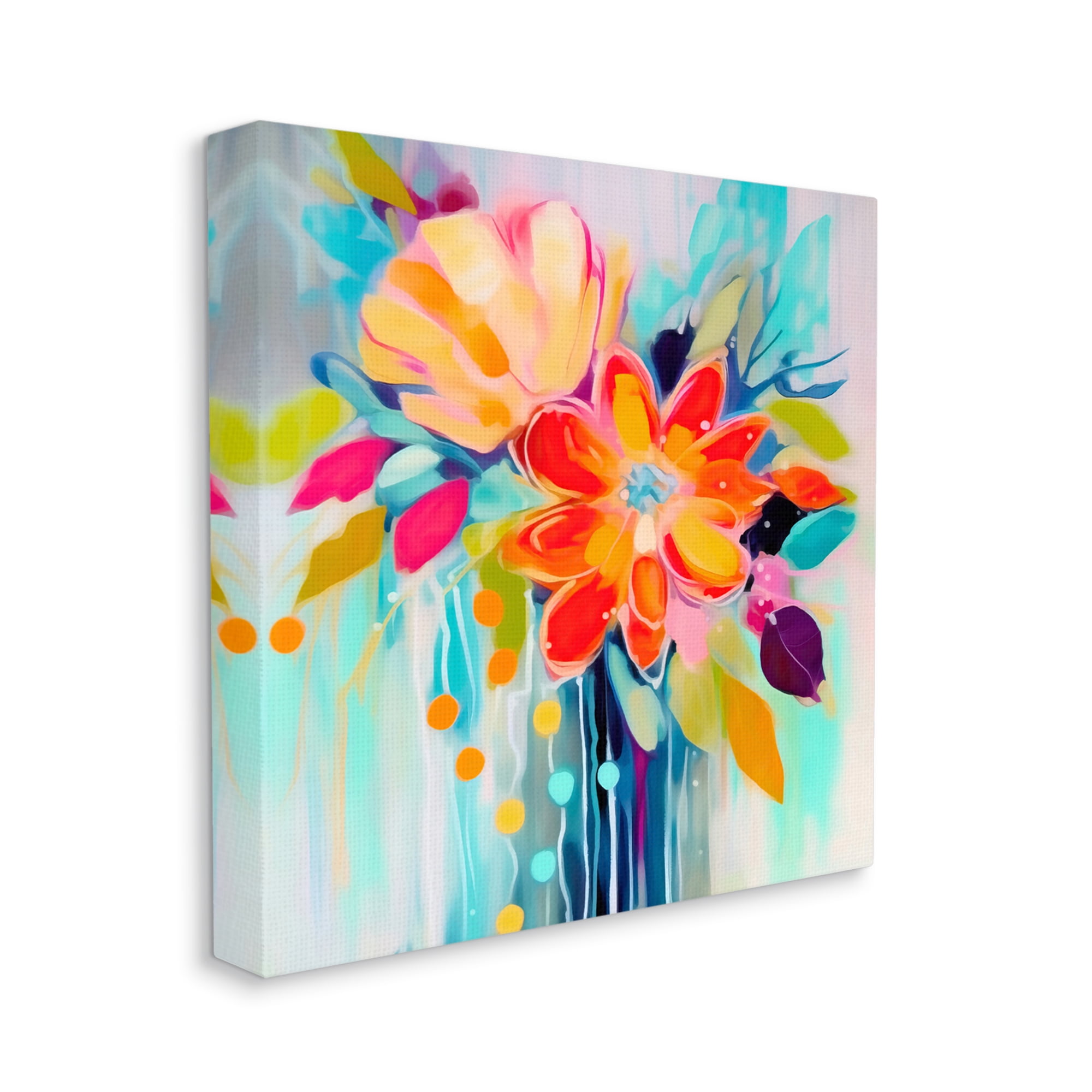 Stupell Industries Vivid Modern Flowers Botanical & Floral Painting Gallery Wrapped Canvas Art Print Wall Art, 24 x 24