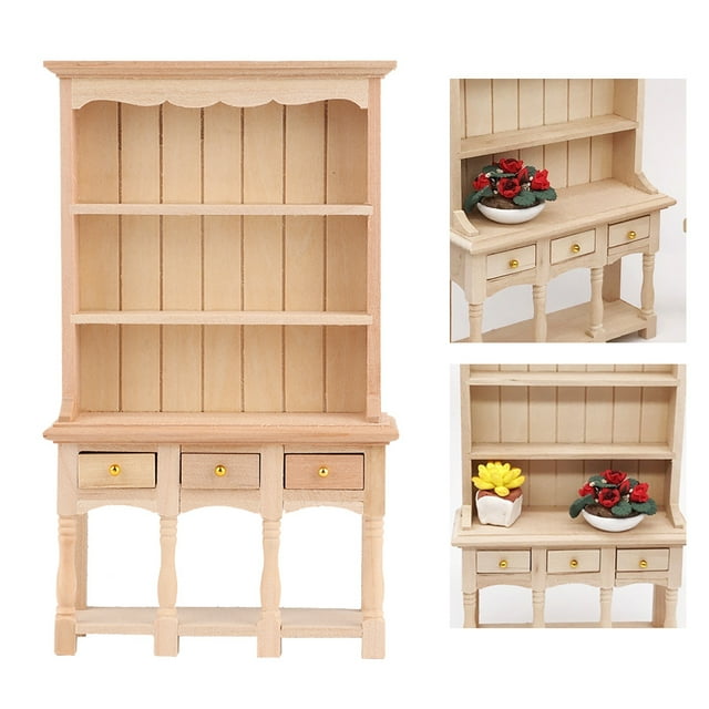 Gabinete para libros, gabinete para libros de bolsillo 1:12 Mini gabinete para libros Gabinete para libros de madera Características de vanguardia