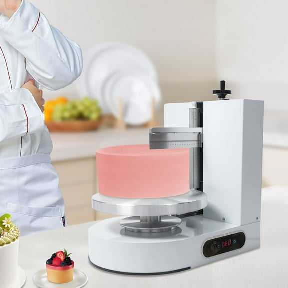 Electric Cake Decorating Machine with Adjustable Knives, 200W Motor, LCD Touchscreen for Smooth Cream Spreading, 4-12 Inch Cakes – Ideal for Bakeries & Home Use