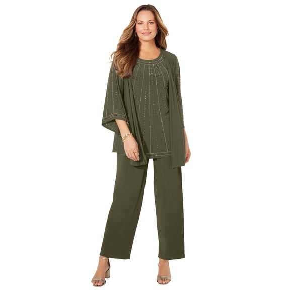 Catherines Women's Plus Size Luminary 3-Piece Pant Suit