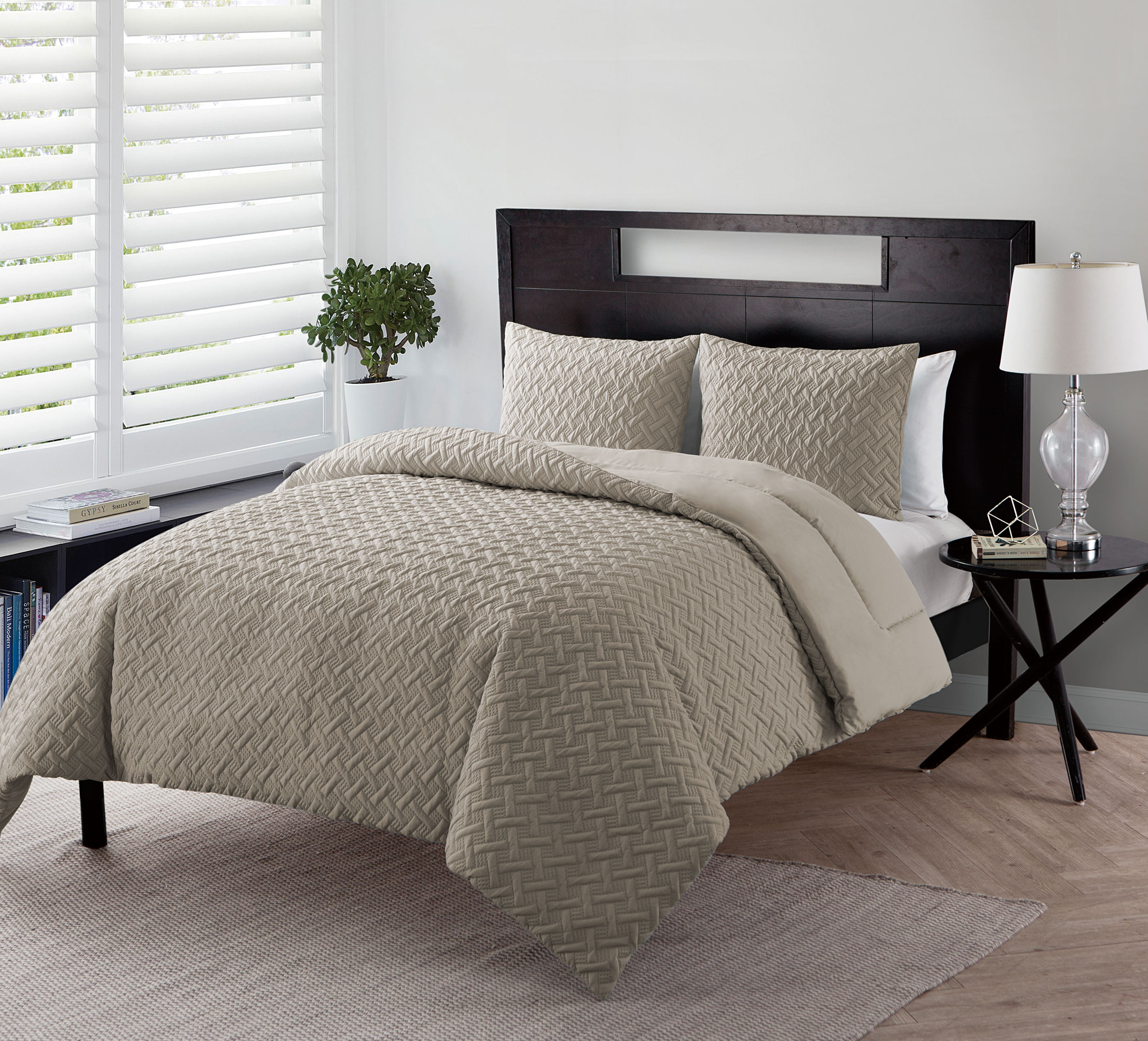 Nina 3-Piece Basket Weave Soft Textured Bedding Full/Queen Size Quilt