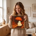 thumbnail image 7 of Natural Wood Framed Cute Ghost Reading Book Halloween Wall Art Print 20x20cm Vintage Spooky Pumpkin Illustration Wall Hanging Decor For Bedroom Living Room Holiday Tabletop Picture, 7 of 7