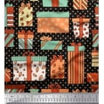thumbnail image 1 of Soimoi Black Georgette Viscose Fabric Dot & Gift Box Party Print Fabric by Yard 42 Inch Wide, 1 of 3