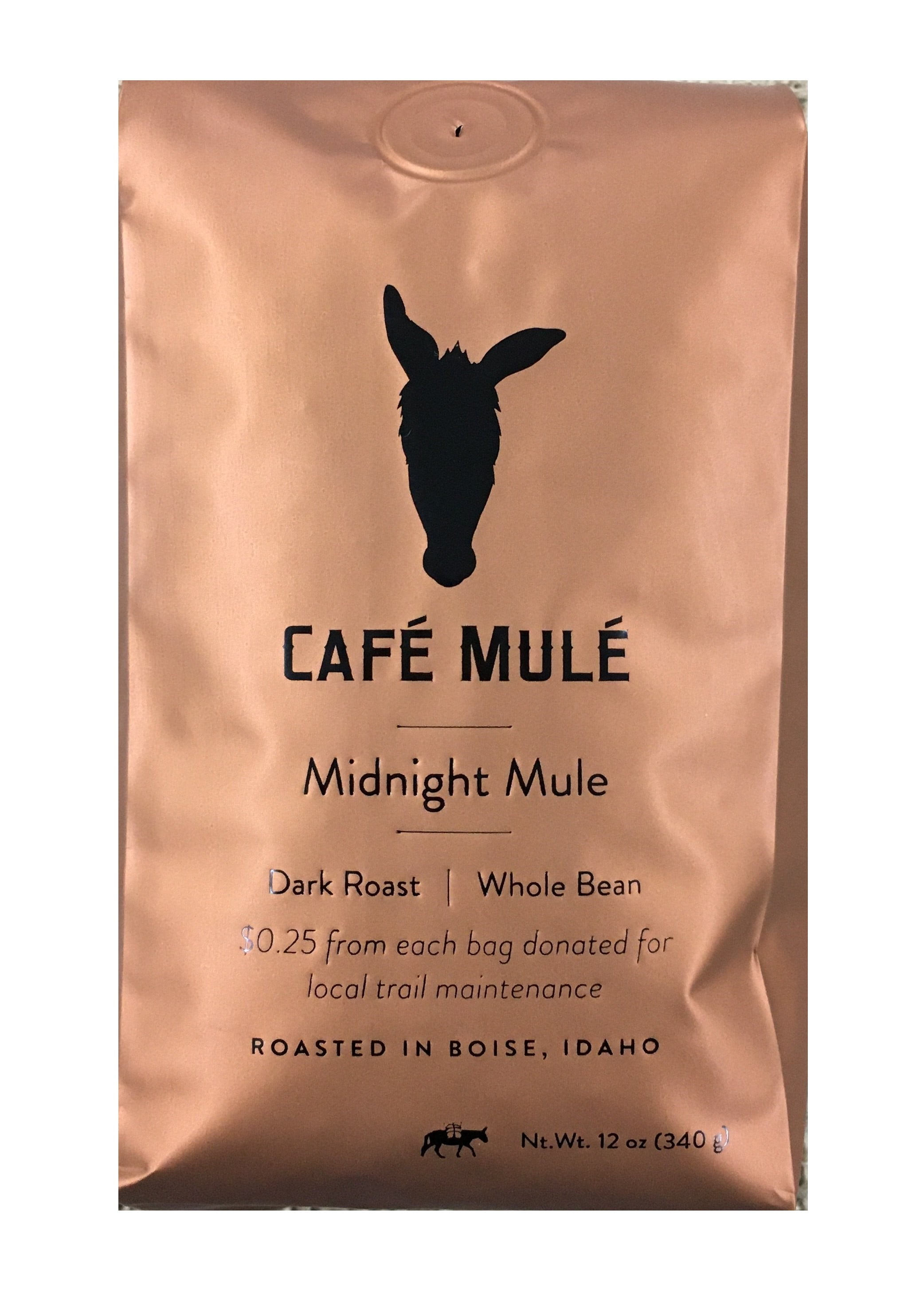 Cafe Mule Midnight Mule , Whole Bean Cofee , Dark Roast, 12 OZ