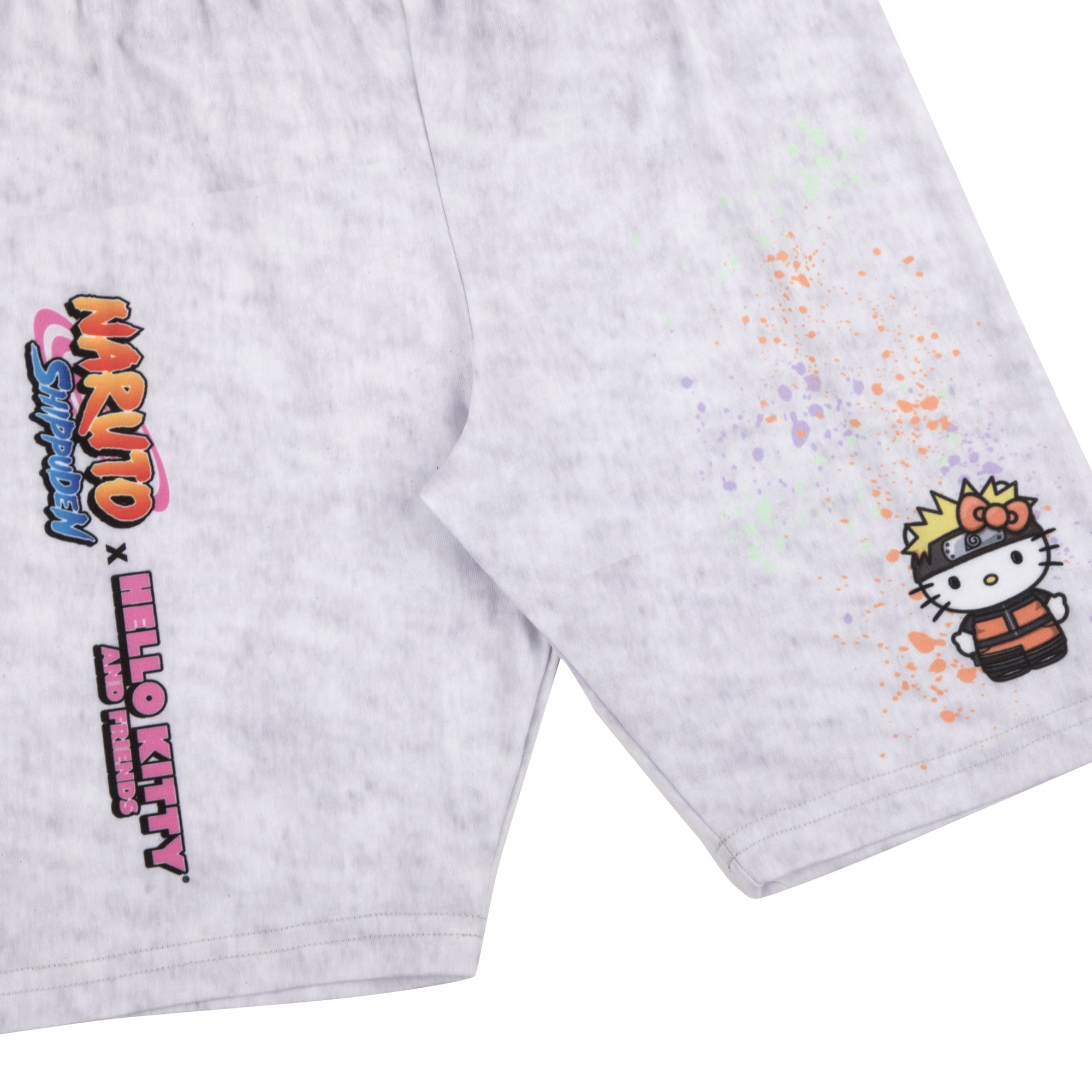Hello Kitty + Naruto Girl's Boyfriend Tee & Biker Short Set, 2-Piece, Sizes XS-XL