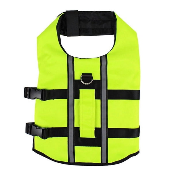 Chaleco salvavidas para perros Chaleco salvavidas ajustable Preservador reflectante Chaleco salvavidas inflable de seguridad para perros Mango de rescate Mascota (L) Amarillo