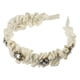 thumbnail image 1 of Diadema plisada con diamantes de imitación, diadema de perlas sintéticas, diadema para mujer, beige, 1 of 1