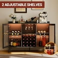 thumbnail image 5 of Farmhouse Wine Bar Cabinet with LED Lights, Home Coffee Bar Cabinet with Wine Racks and Glass Holders, Modern Buffet Sideboard with Acrylic Doors and Drawer for Dining Room, Bar, Living Room, Black, 5 of 6