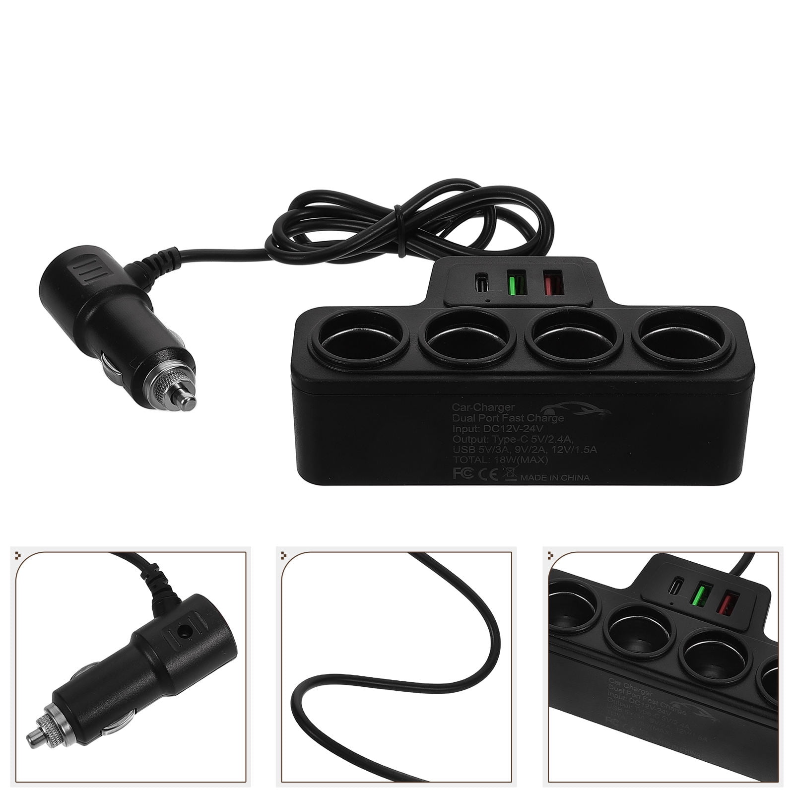 Minkissy car fast charger Car Charging Adapter Black Plastic for Device Users 1Set