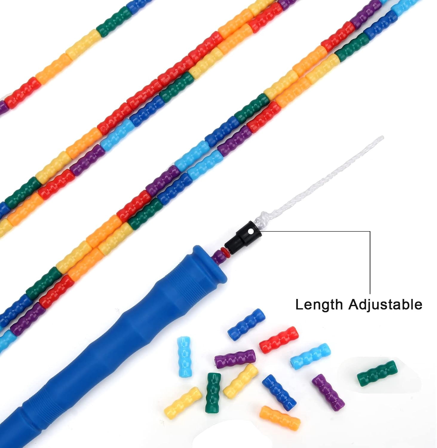 16 FT Long Jump Rope(2 PACK), Double Dutch Jump Ropes, Soft Beaded Skipping for Kids Adults, Plastic Segmented Long Enough for 4-5 Jumpers