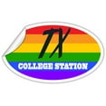 thumbnail image 2 of College Station TX Texas Brazos County Rainbow Pride Flag 6 Stripes Pride Flag Euro Decal Bumper Sticker 3M Vinyl 3" x 5", 2 of 3