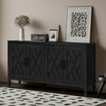 thumbnail image 2 of Large 4 Door Storage Cabinet, Country Vintage Old Wood Twill Sideboard, Accent Cabinets Console Table Sideboard for Dining Room Hallway Entryway, 2 of 7