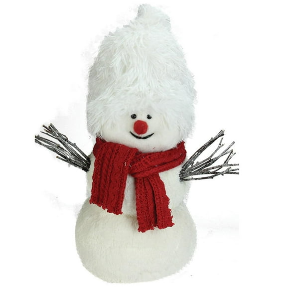 24.5" Retro Christmas White Snowman with Red Scarf Table Top Decoration
