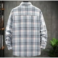 thumbnail image 4 of Jinhomg Button Up Shirt For Men Long Sleeve Plaid Shirt Jacket Casual Lightweight Cotton Shirts Coats With Pocket Light Blue,XXL, 4 of 6
