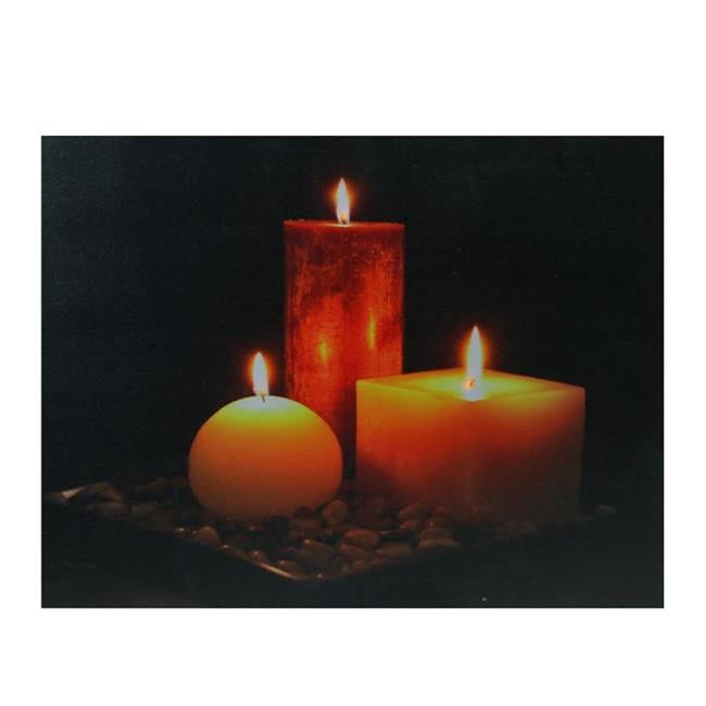LED Lighted Tranquil Zen Triple Candles Canvas Wall Art 12" x 15.75
