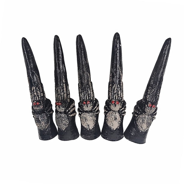 Cubierta de dedo de simulación de Halloween, cara de bruja, uñas de miedo, accesorios para disfraces, maquillaje, decoración para fiestas, tipo 2 5 Piezas seitruly HA000181-02B