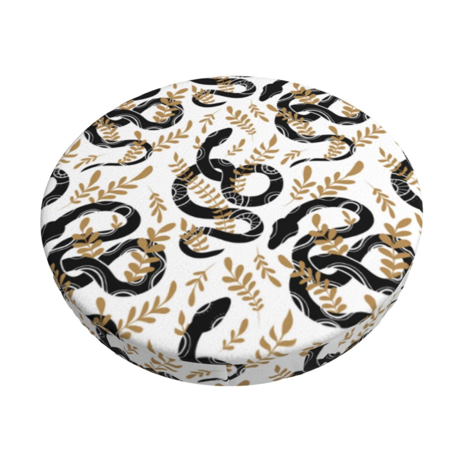 Easygdp Snake Print Easy To Install Bar Stool Covers&Stool Covers Round&Elastic Stool Cover, Barstool Covers,Washable&Bottom With Elastic Edge-12 inch