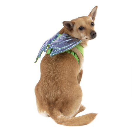 Way To Celebrate Dog Halloween Costume Harness, Green Stuffed Dragon Wings, (Medium)