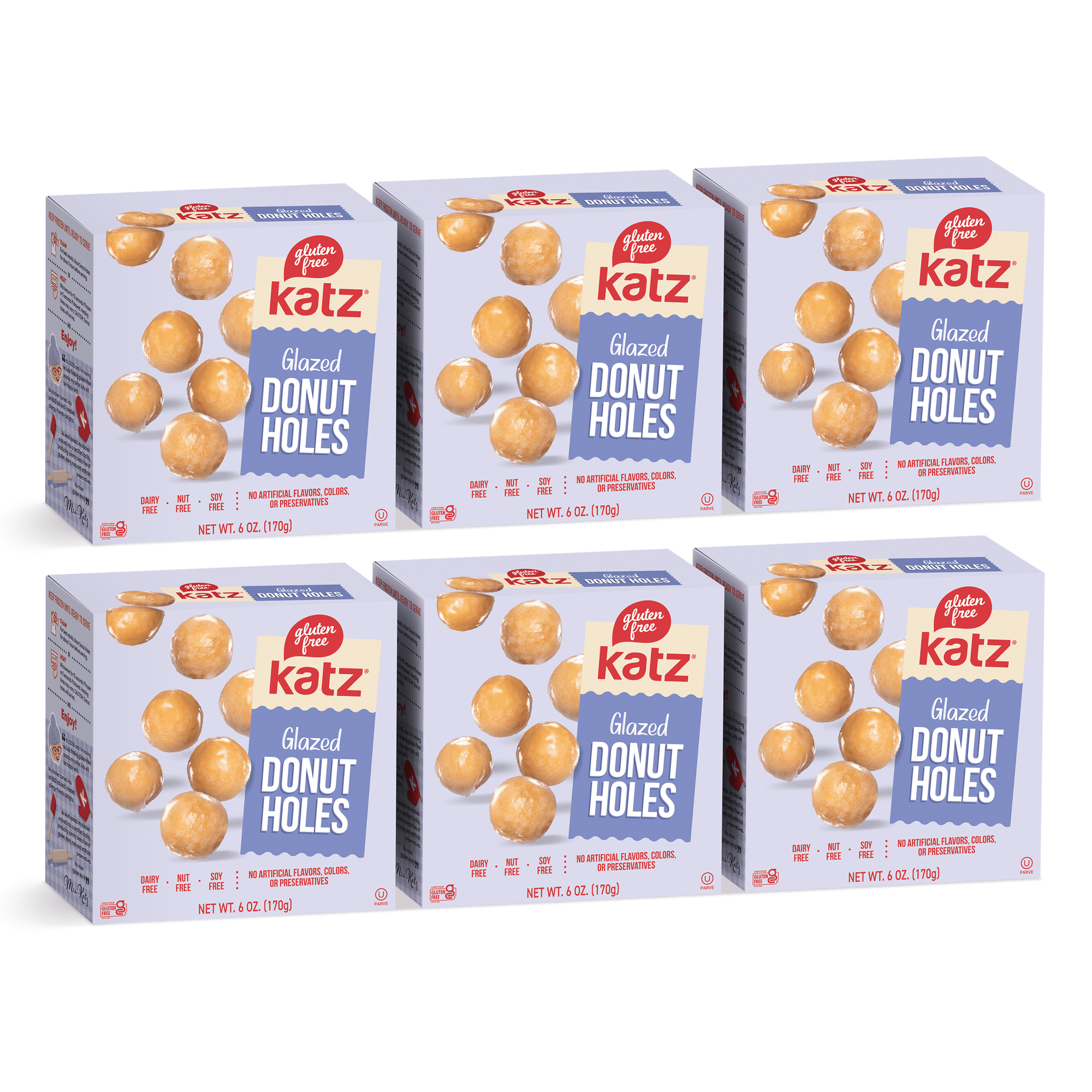 Katz Gluten Free Glazed Donut Holes |Gluten Free Dairy Free Nut Free Soy Free Kosher | (6 Pack 6.0 Ounce Each)