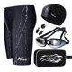 thumbnail image 4 of Bañador de cinco puntos de secado rápido para hombre, impermeable, gorro de baño con estampado de piel de tiburón y gafas, 4 of 4