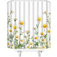 thumbnail image 3 of Daisy Floral Shower Curtain Rustic Flower Farmhouse Plant Country Nature Botanical Fresh Watercolor Bathroom Decor Fabric Polyester Curtain with Hooks，White Yellow, 3 of 3