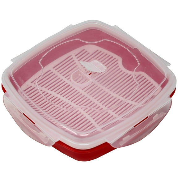 Vented Microwave Steamer Microwave Steamer For Vegetables, Rice, and Fish, Bpa Free by EXULTIMATE (Red)
