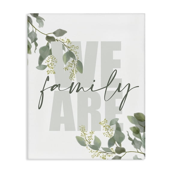 Stupell Industries Farmhouse We Are Family Peaceful Green Florals Canvas Art, 16 x 20, by Kim Allen