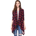 thumbnail image 1 of INSPIRE CHIC Women's Handkerchief Hem Open Front Plaids Cardigan, 1 of 7