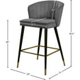 thumbnail image 7 of Meridian Furniture Cassie 28"H Velvet Counter Stool in Gray (Set of 2), 7 of 7