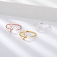 thumbnail image 2 of Womens Gold Plated Initial Ring with Diamond Cut Open Design A to Z Letter Copper Ring Fashion Statement Jewelry Initial Diamond Ring for Women, 2 of 6