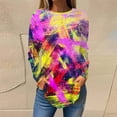 thumbnail image 2 of QATAINLAV Womens Casual Loose Long Sleeve Shirts Plus Size Round Neck Pullover Tops Cute Graffiti Print Tunic Blouse Multicolor S, 2 of 6