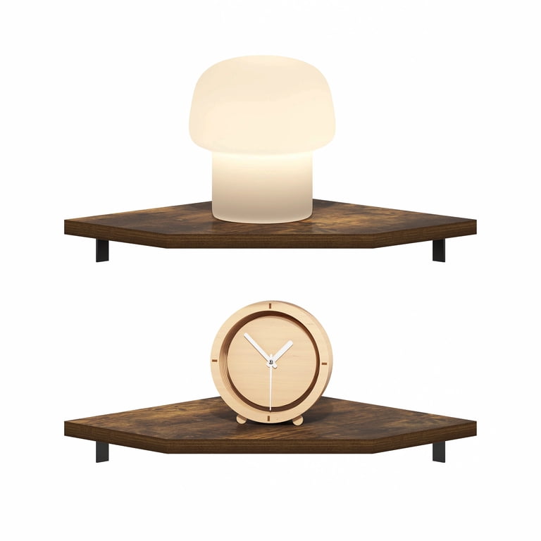 Furinno ROSSI Hexagon Corner Floating Shelves, Amber Pine (Set of 2) photo 5