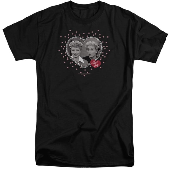 I Love Lucy Hearts And DotS/S S Adult Tall Black