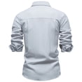 thumbnail image 5 of Mens 100% Cotton Oxford Shirt Long Sleeve formal Cuba Dress Shirts for Men Button Down Work Casual Shirt Size 2XL Gray, 5 of 7