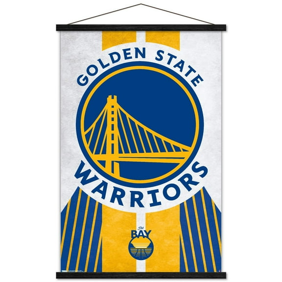 NBA Golden State Warriors - Logo 19 19 Wall Poster with Wooden Magnetic Frame, 22.375" x 34"