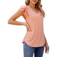 thumbnail image 4 of UVN Tank Tops for Women Summer Ruffle Short Sleeve Shirts Ladies Dressy Casual V Neck Blouses, 4 of 7