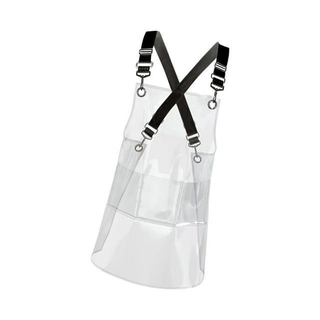Delantal transparente de TPU, cómodo de usar, con tirantes ajustables. negro