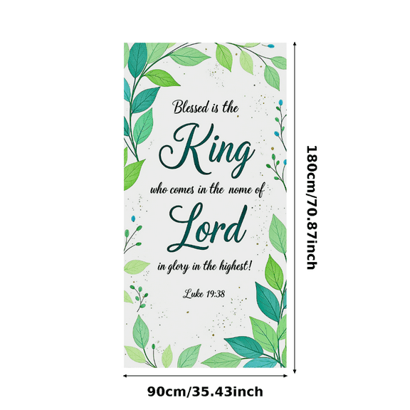 Religious Scripture Inspired Banner with Green Leafy Elements Christian Party Background Backdrop Decorations for Church Events Bible Study Gatherings and Spiritual Celebrations