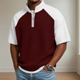 thumbnail image 2 of Maean Mens Textured Shirt Short Sleeve Shirts Quarter Zipper Summer Loose Tops Pullover Sweatshirts, 2 of 5