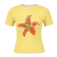 thumbnail image 6 of Perfectbot Women’s Floral Print Cropped T-Shirt, Short Sleeve Lily Graphic Baby Tee, Casual Summer Top, 6 of 6