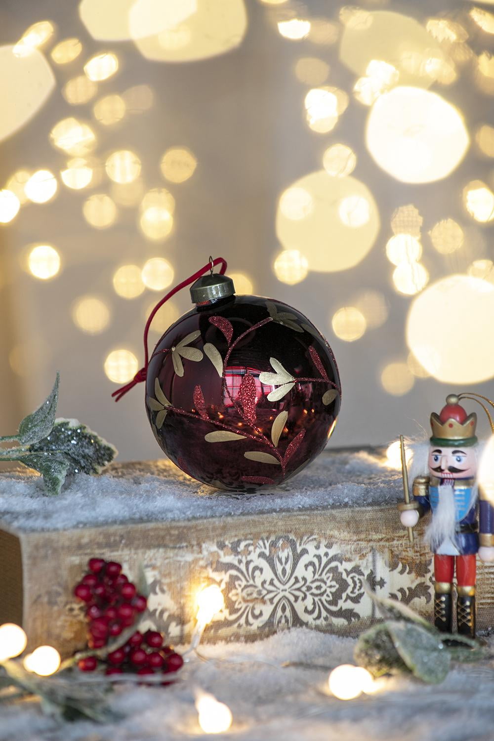 Set of 6 Glass Christmas Ball Ornaments with Glitter and Painting Design by Riccardo Tree Decor