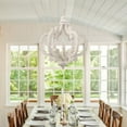 thumbnail image 4 of Cusp Barn 6-Light Rustic Wood Chandelier Lighting Farmhouse Geometrics Chandeliers with Height Adjustable Chandelier for Hallway, Frame, Dining Room, 4 of 6