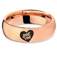 thumbnail image 2 of Tungsten Love You Heart Band Ring 7mm Men Women Comfort Fit 18k Rose Gold Dome Polished, 2 of 4