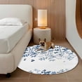 thumbnail image 2 of Blue Leaves Round Area Rug 4Ft Washable Circle Rugs for Bedroom Dining Room, Summer Botanical Non-Slip Carpet Floor Mats Indoor Outdoor Carpet Runner Aesthetic Home Decor, 2 of 8