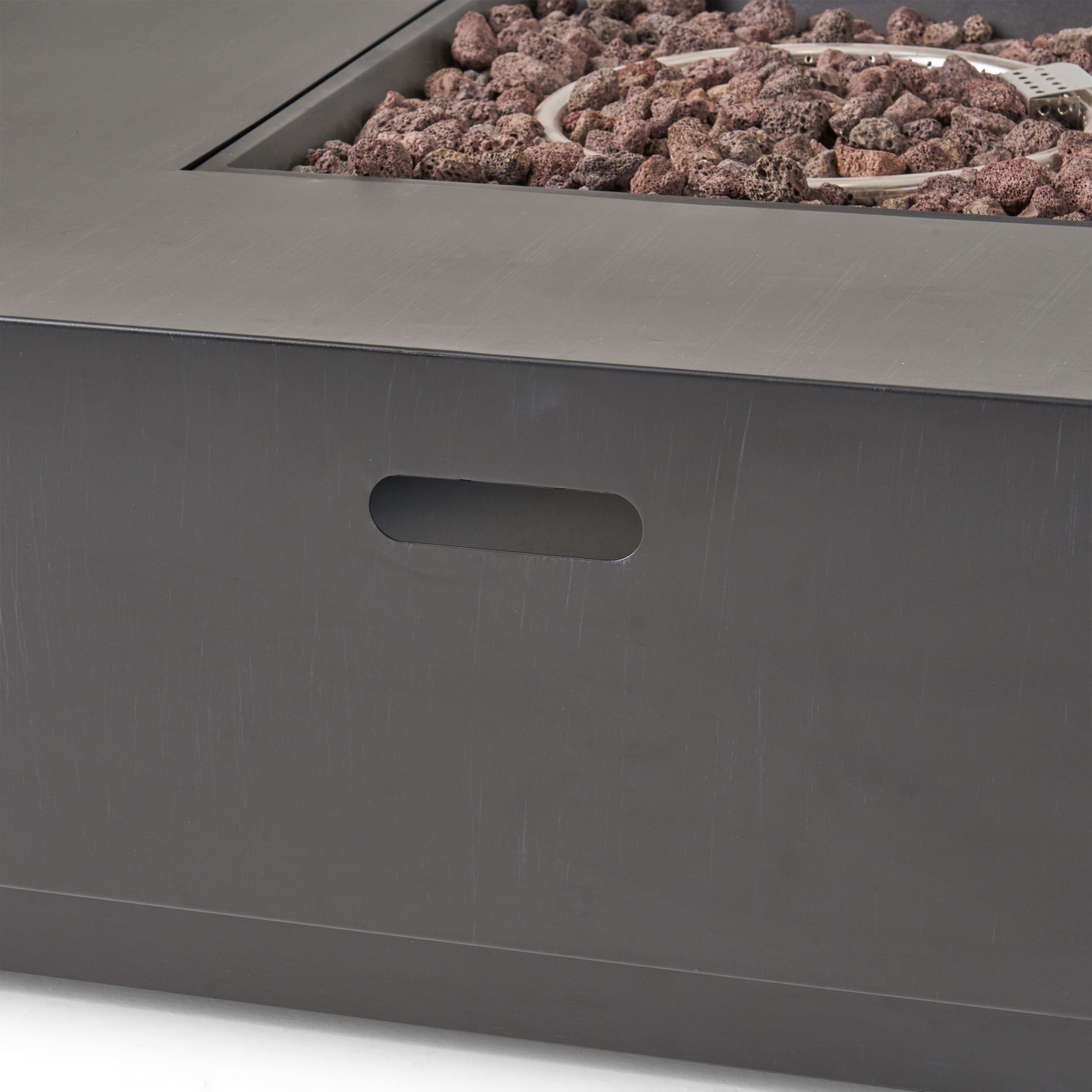 Jasmine Outdoor 50,000 BTU Square Fire Pit (No Tank Holder), Dark Gray