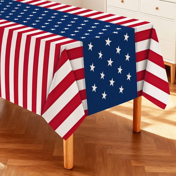 Waterproof Tablecloth Rectangular Reusable Table Cover for Indoor Outdoor Party Picnic Kitchen Washable Wipe Clean Patriotic Decorations Table Cloth,4FT/84 x 60 Inch